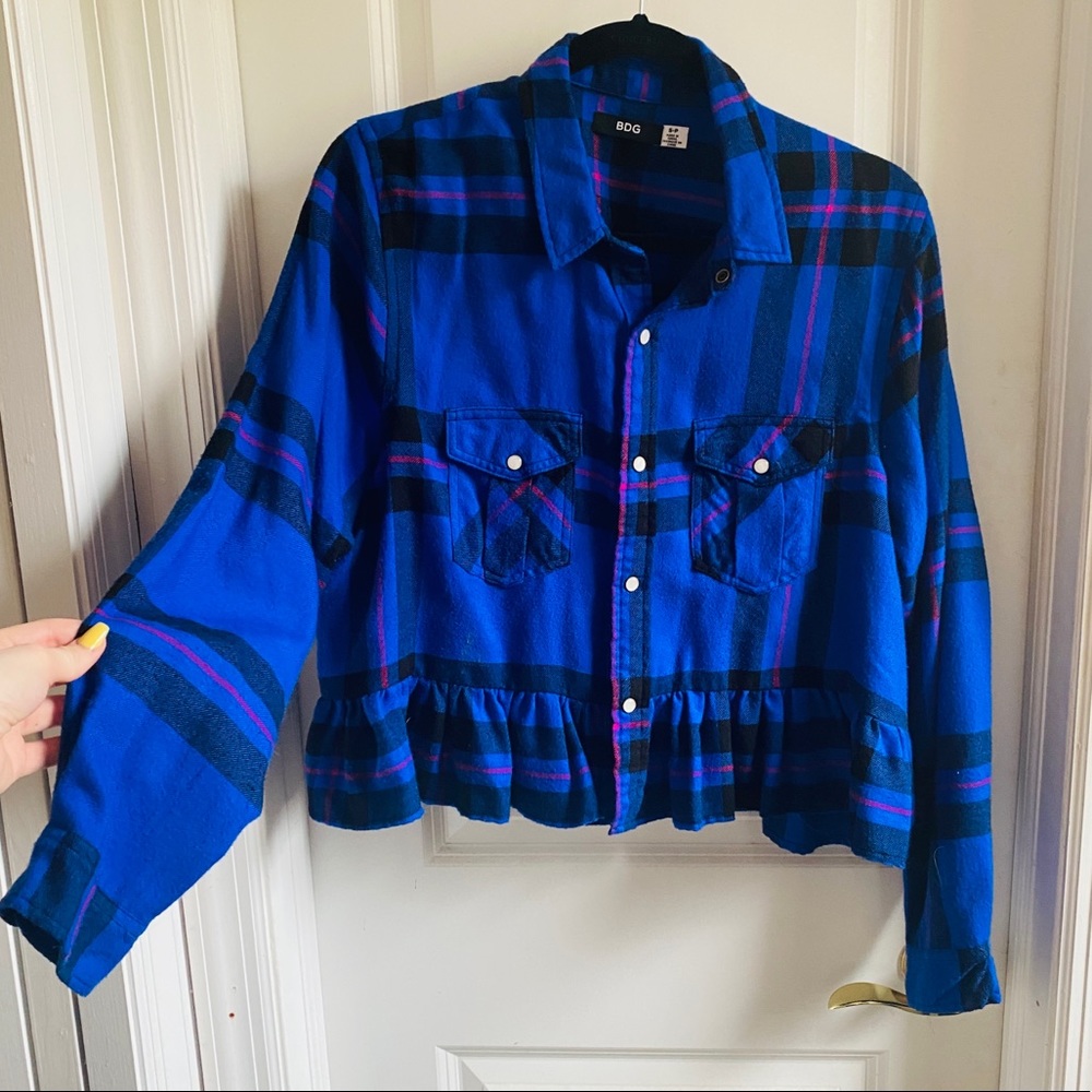 UO Babydoll Pink/Royal Blue Flannel